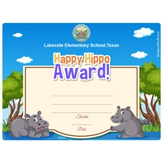 Happy Hippo Classroom Award Certificate